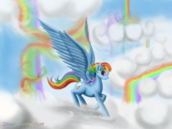 Size: 4000x3000 | Tagged: safe, artist:idontrunntoofast, rainbow dash, pegasus, pony, cloud, cloudy, rainbow, solo