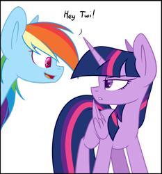 Size: 1024x1098 | Tagged: safe, artist:despotshy, derpibooru import, rainbow dash, twilight sparkle, twilight sparkle (alicorn), alicorn, pegasus, pony, dialogue, female, lesbian, lidded eyes, looking at each other, open mouth, shipping, simple background, smiling, transparent background, twidash