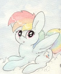 Size: 700x851 | Tagged: safe, artist:slightlyshade, derpibooru import, rainbow dash, pegasus, pony, cloud, cute, solo