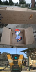 Size: 1320x2656 | Tagged: safe, rainbow dash, pegasus, pony, fanfic:my little dashie, borderlands 2, claptrap, crossover, dashie meme, exploitable meme, meme, neutral people finding dash meme, this will end in tears