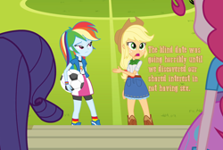 Size: 1280x858 | Tagged: safe, derpibooru import, applejack, rainbow dash, equestria girls, appledash, cards against equestria girls, denied appledash, female, lesbian, shipping, shipping denied