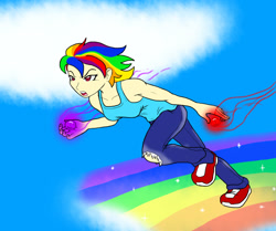 Size: 900x752 | Tagged: safe, artist:le-okami, rainbow dash, human, humanized, solo