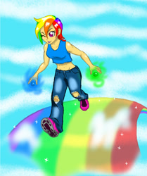 Size: 697x832 | Tagged: safe, artist:le-okami, rainbow dash, human, humanized, solo