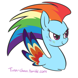 Size: 1280x1280 | Tagged: safe, artist:tina-chan, rainbow dash, pegasus, pony, blue coat, female, mare, multicolored mane, rainbow power, solo