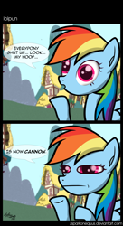 Size: 1430x2627 | Tagged: safe, artist:zsparkonequus, rainbow dash, pegasus, pony, comic, faic, pun