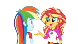 Size: 1024x576 | Tagged: safe, artist:summer2002, derpibooru import, rainbow dash, sunset shimmer, equestria girls, legend of everfree, clothes, open mouth, simple background, transparent background, vector