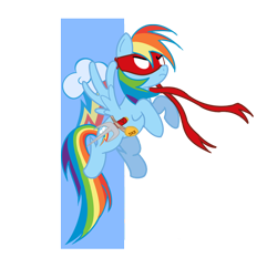 Size: 1096x1061 | Tagged: safe, artist:sylvesterkittycat, rainbow dash, pegasus, pony, crossover, raphael, solo, teenage mutant ninja turtles