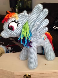 Size: 2448x3264 | Tagged: safe, artist:adagiobreezes, derpibooru import, rainbow dash, amigurumi, crochet, irl, photo, plushie, solo