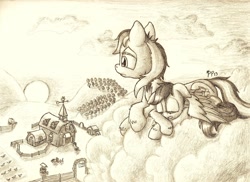 Size: 1400x1018 | Tagged: safe, artist:punk-pegasus, derpibooru import, apple bloom, applejack, rainbow dash, scootaloo, winona, earth pony, pegasus, pony, scootalove, sweet apple acres, traditional art