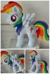 Size: 800x1194 | Tagged: safe, artist:cinnamon-stitch, derpibooru import, rainbow dash, irl, photo, plushie, solo