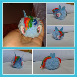 Size: 800x800 | Tagged: safe, artist:pallasathene04, derpibooru import, rainbow dash, hand, irl, photo, plushie, pom pom, solo