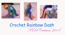 Size: 1024x551 | Tagged: safe, artist:zero23, derpibooru import, rainbow dash, amigurumi, crochet, irl, photo, plushie, solo, watermark, yarn