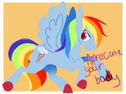 Size: 1024x768 | Tagged: safe, artist:titan-shifting, rainbow dash, pegasus, pony, mouthpiece, positive ponies, solo