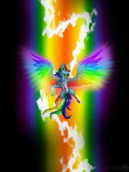 Size: 1200x1600 | Tagged: safe, artist:adalbertus, rainbow dash, pegasus, pony, colored wings, multicolored wings, rainbow power, rainbow wings, solo