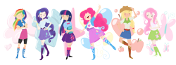 Size: 2224x824 | Tagged: safe, artist:cosmicponye, derpibooru import, applejack, fluttershy, pinkie pie, rainbow dash, rarity, twilight sparkle, equestria girls, humanized, mane six