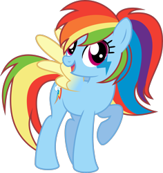 Size: 2836x3000 | Tagged: dead source, safe, artist:katequantum, rainbow dash, pegasus, pony, ponytail, rainbow power, solo