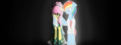 Size: 1940x724 | Tagged: safe, artist:stuflox, derpibooru import, fluttershy, rainbow dash, pegasus, pony, clothes, crossover, crying, dress, female, flutterdash, hug, lesbian, rainbow dantes, shipping, shycedes, the count of monte cristo, winghug