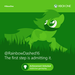 Size: 600x600 | Tagged: safe, rainbow dash, achievement unlocked, green, monochrome, solo, twitter, watch dogs, xbox, xbox one