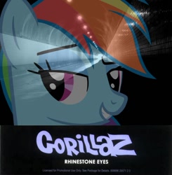 Size: 715x731 | Tagged: safe, rainbow dash, pegasus, pony, album, album cover, album parody, bedroom eyes, gorillaz, rhinestone eyes, single, solo