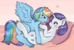 Size: 1280x859 | Tagged: safe, artist:mixu, rainbow dash, rarity, pegasus, pony, unicorn, female, lesbian, raridash, shipping