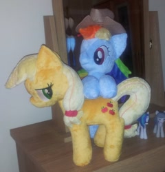 Size: 1024x1068 | Tagged: safe, artist:pinkamoone, derpibooru import, applejack, rainbow dash, irl, photo, plushie