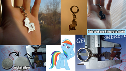 Size: 1920x1080 | Tagged: safe, rainbow dash, pegasus, pony, coin, craft, keychain, vernier caliper