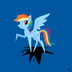 Size: 1600x1600 | Tagged: safe, artist:notenoughapples, rainbow dash, pegasus, pony, female, mare, simple background, solo