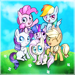 Size: 512x512 | Tagged: safe, derpibooru import, applejack, fluttershy, pinkie pie, rainbow dash, rarity, twilight sparkle, earth pony, pegasus, pony, unicorn, mane six