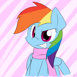 Size: 600x600 | Tagged: safe, artist:yoshimaru, rainbow dash, pegasus, pony, clothes, cute, dashabetes, scarf, solo