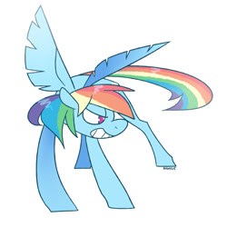 Size: 800x800 | Tagged: safe, artist:kilo, rainbow dash, pegasus, pony, blue coat, female, mare, multicolored mane, simple background, solo, white background, wings