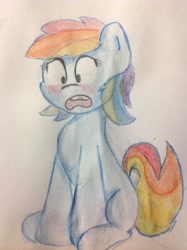 Size: 1936x2592 | Tagged: safe, artist:php106, rainbow dash, pegasus, pony, sitting, solo, traditional art, watercolor painting