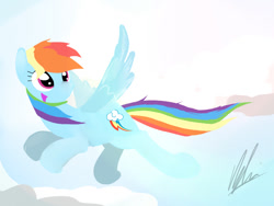 Size: 800x600 | Tagged: safe, artist:edrian, rainbow dash, pegasus, pony, flying, paint, sky, solo