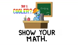 Size: 1600x938 | Tagged: safe, artist:trace-101, rainbow dash, pegasus, pony, 20% cooler, chalk, glasses, math, solo, teacher