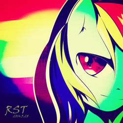 Size: 1889x1889 | Tagged: safe, artist:rst, rainbow dash, pegasus, pony, bust, portrait, smiling, solo