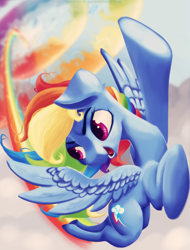 Size: 1772x2331 | Tagged: safe, artist:thegraid, derpibooru import, rainbow dash, pegasus, pony, flying, solo, sonic rainboom