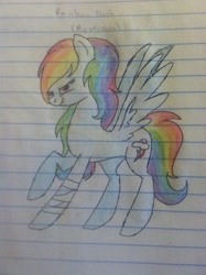 Size: 1936x2592 | Tagged: safe, artist:neonaarts, derpibooru import, rainbow dash, pegasus, pony, lined paper, solo, traditional art