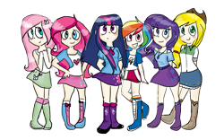 Size: 1440x900 | Tagged: safe, artist:gabialicornprincess, derpibooru import, applejack, fluttershy, pinkie pie, rainbow dash, rarity, twilight sparkle, equestria girls, mane six, simple background, transparent background