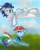 Size: 795x1005 | Tagged: safe, artist:flutterbrony16, rainbow dash, soarin', pegasus, pony, cloud, cloudy, female, flower, lying, male, shipping, smiling, soarindash, spread wings, straight