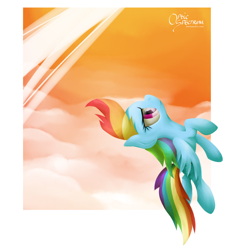 Size: 1650x1777 | Tagged: safe, artist:opticspectrum, rainbow dash, pegasus, pony, cloud, cloudy, flying, solo, vertical