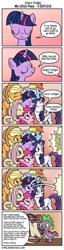 Size: 713x2805 | Tagged: safe, artist:icyfie, derpibooru import, applejack, fluttershy, pinkie pie, rainbow dash, rarity, spike, twilight sparkle, dragon, earth pony, pegasus, pony, unicorn, the ticket master, alternate ending, bitchlestia, comic, implied princess celestia, mane seven, mane six, stray stories