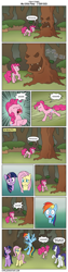 Size: 860x3438 | Tagged: safe, artist:icyfie, derpibooru import, fluttershy, pinkie pie, rainbow dash, rarity, twilight sparkle, earth pony, pegasus, pony, unicorn, friendship is magic, alternate ending, bad end, laughter song, screaming, stray stories, tree