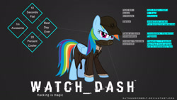 Size: 1920x1080 | Tagged: safe, artist:djthunderbolt, rainbow dash, pegasus, pony, aiden pearce, cosplay, crossover, solo, wallpaper, watch dogs