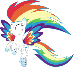 Size: 3339x3000 | Tagged: safe, artist:theshadowstone, rainbow dash, pegasus, pony, colored wings, flying, frown, glowing eyes, multicolored wings, rainbow power, rainbow power-ified, rainbow wings, simple background, solo, super rainbow dash, this isn't even my final form, transparent background, vector, wings