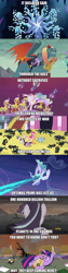 Size: 1280x5086 | Tagged: safe, derpibooru import, edit, edited screencap, screencap, applejack, dragon lord torch, fluttershy, owlowiscious, pinkie pie, princess celestia, rainbow dash, rarity, starlight glimmer, twilight sparkle, twilight sparkle (alicorn), alicorn, changeling, dragon, earth pony, pegasus, pony, unicorn, a canterlot wedding, gauntlet of fire, princess twilight sparkle (episode), the cutie re-mark, twilight's kingdom, caption, discovery family logo, mane six, meme, quote, royal guard, transformers the last knight, tree of harmony