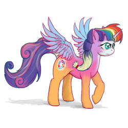 Size: 600x600 | Tagged: safe, artist:sean mirrsen, derpibooru import, applejack, fluttershy, pinkie pie, rainbow dash, rarity, twilight sparkle, oc, alicorn, pony, appleflaritwidashpie, fusion, mane six, race swap, solo