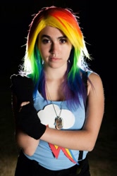 Size: 639x960 | Tagged: safe, artist:magyktrix, rainbow dash, human, cosplay, irl, irl human, photo, solo