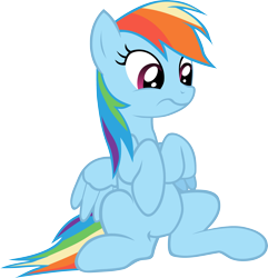 Size: 2923x3034 | Tagged: safe, artist:klaifferon, rainbow dash, pegasus, pony, rainbow falls, belly, cute, dashabetes, do not want, frown, simple background, sitting, solo, transparent background, vector