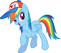 Size: 6892x6000 | Tagged: safe, artist:gamemasterluna, rainbow dash, pegasus, pony, absurd resolution, cap, cute, dashabetes, hat, open mouth, raised hoof, simple background, smiling, solo, transparent background, vector