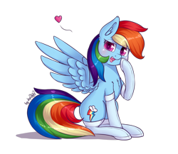 Size: 2116x1840 | Tagged: safe, alternate version, artist:dsp2003, rainbow dash, pegasus, pony, 2017, blushing, clothes, cute, female, heart, looking at you, makeup, mare, open mouth, simple background, stockings, thigh highs, transparent background