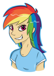 Size: 1202x1676 | Tagged: safe, artist:bloodyhellhayden, rainbow dash, human, humanized, solo